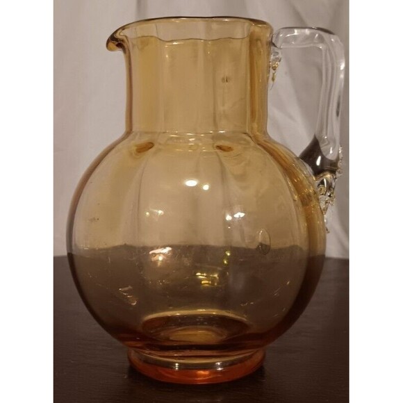 Vintage Amber Glass Cream Pitcher 5.75" Mid-Century - Picture 3 of 8